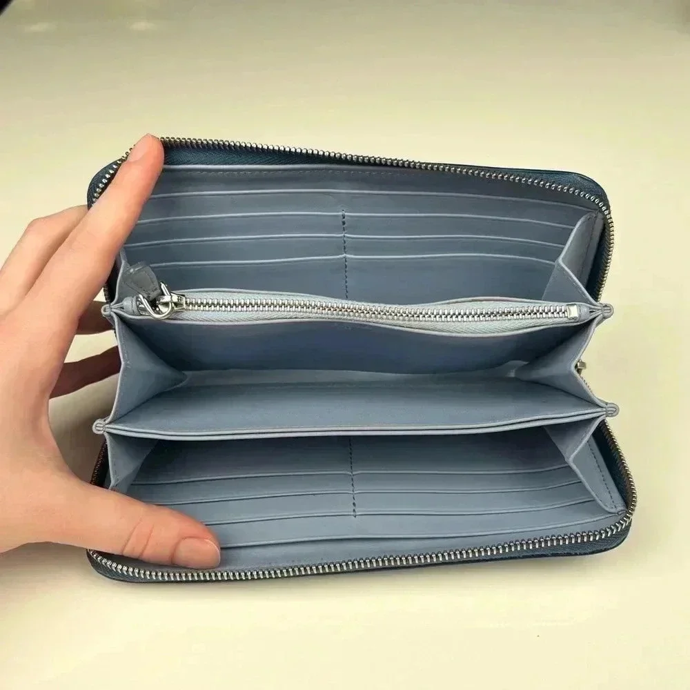 Prada Blue Glace and City Calf Leather Etiquette Continental Wallet - Picture 8 of 12